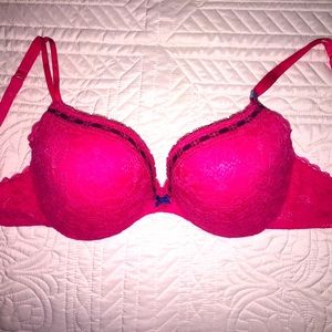 Aerie American Eagle Underwire Hot Pink Lace Demi Plunge Bra 34D NWT